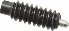 Jergens - 6-32, 3/8" Thread Length, 1/16" Plunger Projection, Steel Threaded Spring Plunger - 0.046" Max Plunger Diam, 3/8" Plunger Length, 0.5 Lb Init End Force, 1.5 Lb Final End Force - Makers Industrial Supply