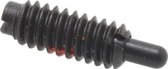 Jergens - 1/4-20, 5/8" Thread Length, 3/16" Plunger Projection, Steel Threaded Spring Plunger - 0.119" Max Plunger Diam, 5/8" Plunger Length, 0.5 Lb Init End Force, 6 Lb Final End Force - Makers Industrial Supply