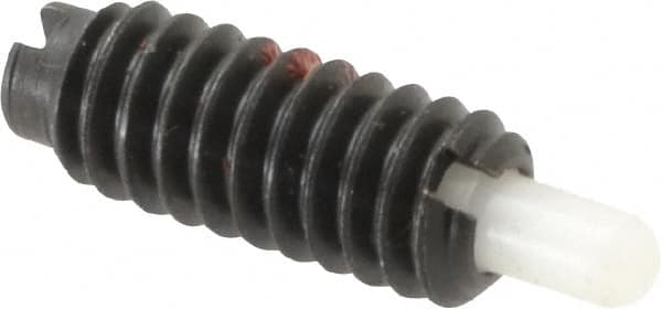 Jergens - 1/4-20, 5/8" Thread Length, 3/16" Plunger Projection, Steel Threaded Spring Plunger - 0.119" Max Plunger Diam, 5/8" Plunger Length, 0.3 Lb Init End Force, 3.5 Lb Final End Force - Makers Industrial Supply