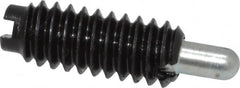 Jergens - 1/4-20, 5/8" Thread Length, 3/16" Plunger Projection, Steel Threaded Spring Plunger - 0.119" Max Plunger Diam, 5/8" Plunger Length, 0.3 Lb Init End Force, 3.5 Lb Final End Force - Makers Industrial Supply