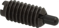 Jergens - 5/16-18, 5/8" Thread Length, 3/16" Plunger Projection, Steel Threaded Spring Plunger - 0.135" Max Plunger Diam, 5/8" Plunger Length, 0.5 Lb Init End Force, 10 Lb Final End Force - Makers Industrial Supply