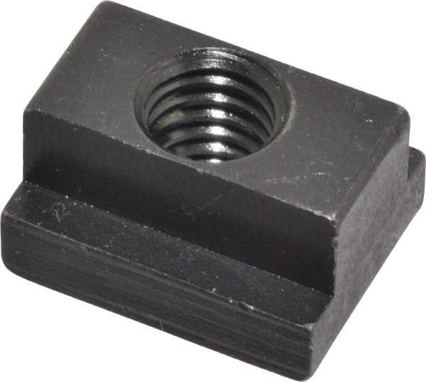 Jergens - 3/8-16 Blind Tapped T Slot Nut - 7/16" Slot Width, 11/16 x 7/32" Base Width x Height, 7/8 x 1/2" OAL x Height - Makers Industrial Supply