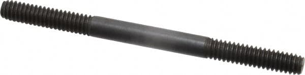 Jergens - 1/4-20 3-1/2" OAL Equal Double Threaded Stud - Alloy Steel, Black Oxide Finish, 1" Equal Thread Length - Makers Industrial Supply