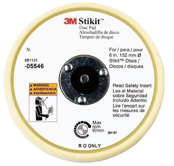 3M - 6" Diam Adhesive/PSA Disc Backing Pad - Soft Density, 10,000 RPM - Makers Industrial Supply