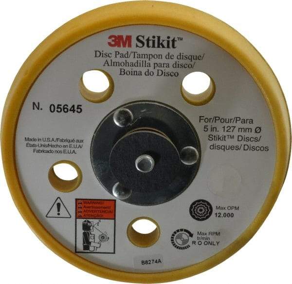 3M - 5" Diam Adhesive/PSA Disc Backing Pad - Soft Density, 12,000 RPM - Makers Industrial Supply