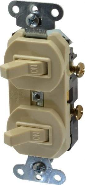 Pass & Seymour - 1 Pole, 120/277 VAC, 20 Amp, Flush Mounted, Ungrounded, Tamper Resistant Duplex Switch - NonNEMA Configuration, 2 Switch, Side Wiring, UL Listed 20 Standard - Makers Industrial Supply