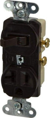 Pass & Seymour - 1 Pole, 120/125 Volt, 20 Amp, 1 Outlet, Flush Mounted, Self Grounding, Tamper Resistant Combination Outlet and Switch - 5-20R Configuration, 1 Switch, Side Wiring, UL Listed 20 498 Standard - Makers Industrial Supply