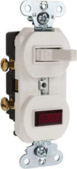 Pass & Seymour - 1 Pole, 120/125 VAC, 15 Amp, Flush Mounted, Ungrounded, Tamper Resistant Combination Switch with Pilot Light - NonNEMA Configuration, 1 Switch, Side Wiring, UL Listed 20 498 Standard - Makers Industrial Supply