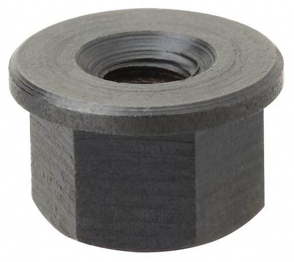 Jergens - 1-1/8 - 7, 2-1/4" Flange Diam, 1-3/8" High, 1-13/16" Across Flats, Flange Nut - Grade Low Carbon Steel Steel, Black Oxide Finish, 1/4" Flange Height, TCMA - Makers Industrial Supply