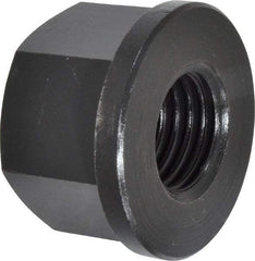 Jergens - 1-8, 2" Flange Diam, 1-1/4" High, 1-5/8" Across Flats, Flange Nut - Grade Low Carbon Steel Steel, Black Oxide Finish, 1/4" Flange Height, TCMA - Makers Industrial Supply