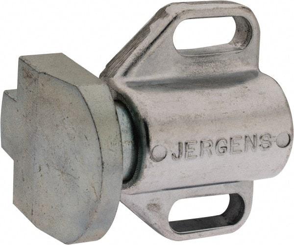 Jergens - 2" Body Width x 1-3/8" Body Len, 1/4" Stroke Len, 1-1/2" Btw Mt Hole Ctrs, Tang Square Spring Locating Stop - 32 Lb Mid End Force, 1-1/4" Stop Head Width x 1-1/2" Stop Head Height - Makers Industrial Supply