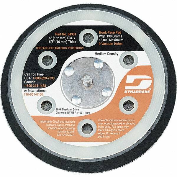 Dynabrade - 6" Diam Disc Backing Vacuum Replacement Pad - Medium Density, 12,000 RPM - Makers Industrial Supply