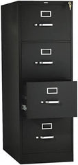 Hon - 15" Wide x 52" High x 26-1/2" Deep, 4 Drawer Vertical File with Lock - Steel, Black - Makers Industrial Supply