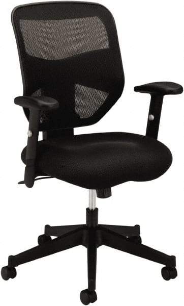 Basyx - 41-1/2" High High Back Chair - 29" Wide x 36" Deep, Padded Mesh Seat, Black - Makers Industrial Supply