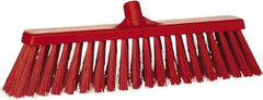 Vikan - 20" Heavy Duty Synthetic Push Broom - 4.3" Bristle Length, Plastic Block, European Threaded Handle Connection - Makers Industrial Supply