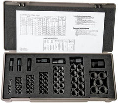 Jergens - 60 Inserts, #10-24 - 3/4-10 Internal Thread, #10-24, 1/4-20, 5/16-18, 3/8-16, 1/2-13, 5/8-11, 3/4-10 UNC, Stainless Steel, Thread Repair Kit - 0.31, 0.37, 0.43, 0.5, 0.62, 0.87, 1.12" Insert Length, Includes Installation Tool - Exact Industrial Supply