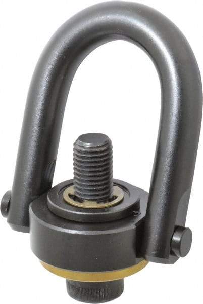 Jergens - 10,000 Lb Load Capacity Safety Engineered Center Pull Hoist Ring - 230 Ft/Lb Torque, 1-8 Thread, 4140 Alloy Steel, Black Oxide Finish - Makers Industrial Supply