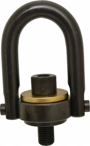 Jergens - 15,000 Lb Load Capacity Safety Engineered Center Pull Hoist Ring - 470 Ft/Lb Torque, 1-1/4 - 7 Thread, 4140 Alloy Steel, Black Oxide Finish - Makers Industrial Supply