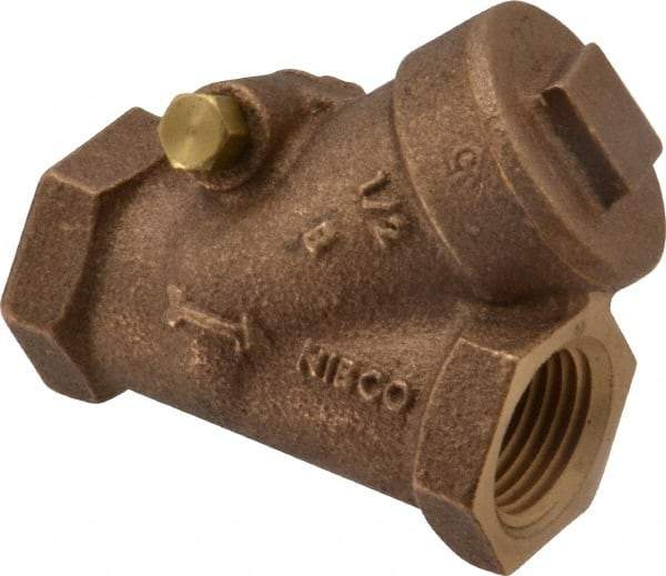 NIBCO - 1/2" Bronze Check Valve - Y-Pattern, FNPT x FNPT, 200 WOG - Makers Industrial Supply