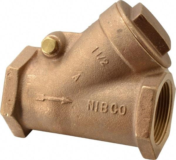 NIBCO - 1-1/2" Bronze Check Valve - Y-Pattern, FNPT x FNPT, 200 WOG - Makers Industrial Supply