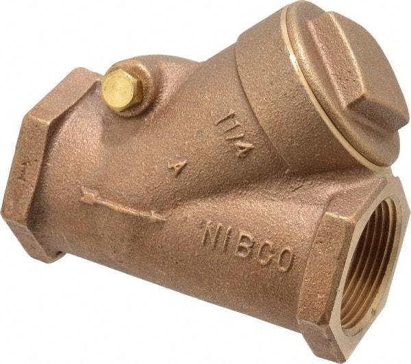 NIBCO - 1-1/4" Bronze Check Valve - Y-Pattern, FNPT x FNPT, 300 WOG - Makers Industrial Supply