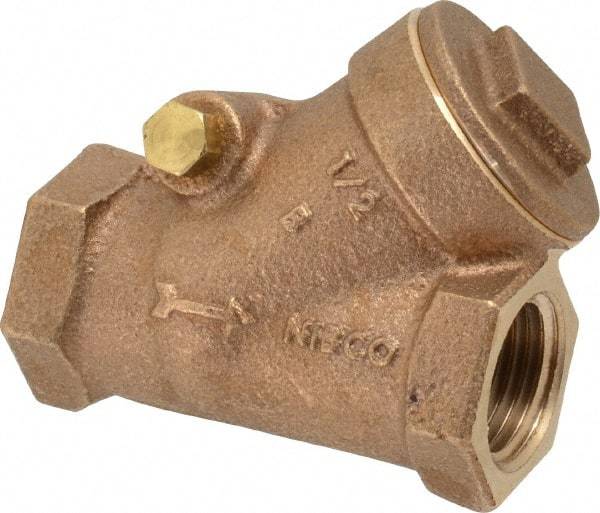 NIBCO - 1/2" Bronze Check Valve - Y-Pattern, FNPT x FNPT, 300 WOG - Makers Industrial Supply