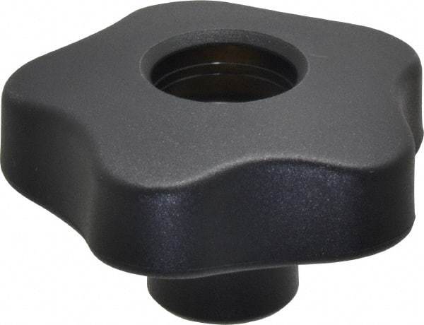 Elesa - 2.48" Head Diam, 5 Point Lobed Knob - 1/2-13 Hole, Thermoplastic, Black - Makers Industrial Supply