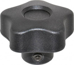 Elesa - 1.57" Head Diam, 5 Point Lobed Knob - 5/16" Hole, Thermoplastic, Black - Makers Industrial Supply