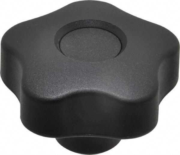 Elesa - 1.97" Head Diam, 5 Point Lobed Knob - 3/8-16 Hole, Thermoplastic, Black - Makers Industrial Supply