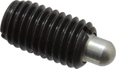 Jergens - M12 x 1.75, 20.5mm Thread Length, 6.5mm Plunger Projection, Steel Threaded Spring Plunger - 6.3mm Max Plunger Diam, 20.5mm Plunger Length, 0.77 Kg Init End Force, 3.86 Kg Final End Force - Makers Industrial Supply