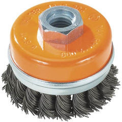 WALTER Surface Technologies - 5" Diam, 5/8-11 Threaded Arbor, Steel Fill Cup Brush - 0.035 Wire Diam, 8,600 Max RPM - Makers Industrial Supply