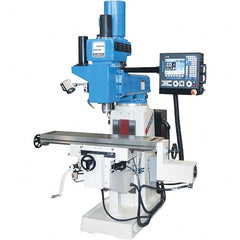 Summit - 11" Table Width x 52" Table Length, Variable Speed Pulley Control, 3 Phase Knee Milling Machine - CAT40 Spindle Taper, 5 hp - Makers Industrial Supply