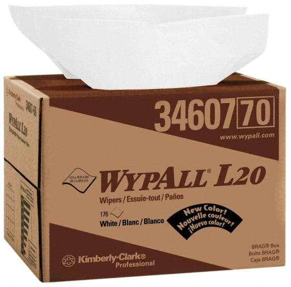 WypAll - L20 Dry General Purpose Wipes - Brag Box/Double Top Box, 16-3/4" x 12-1/2" Sheet Size, White - Makers Industrial Supply