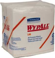 WypAll - L40 1/4 Fold General Purpose Wipes - Poly Pack, 13" x 12-1/2" Sheet Size, White - Makers Industrial Supply