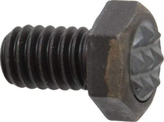 Fairlane - Serrated Tooth, 5/16-18, 1/2" Shank Length, 1/2" Thread Length, Black Oxide Finish, Hex Head, Adjustable Positioning Gripper - 3/8" Pad Diam, 1/2" Hex, 1/4" Head Height, Fine Tooth Grade - Makers Industrial Supply