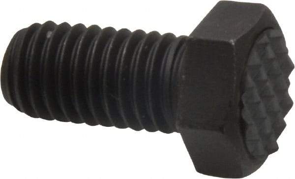 Fairlane - Serrated Tooth, 1/2-13, 1" Shank Length, 1" Thread Length, Black Oxide Finish, Hex Head, Adjustable Positioning Gripper - 5/8" Pad Diam, 3/4" Hex, 23/64" Head Height, Fine Tooth Grade - Makers Industrial Supply