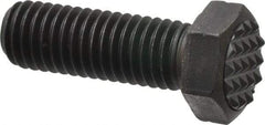 Fairlane - Serrated Tooth, 1/2-13, 1-1/2" Shank Length, 1-1/2" Thread Length, Black Oxide Finish, Hex Head, Adjustable Positioning Gripper - 5/8" Pad Diam, 3/4" Hex, 23/64" Head Height, Fine Tooth Grade - Makers Industrial Supply