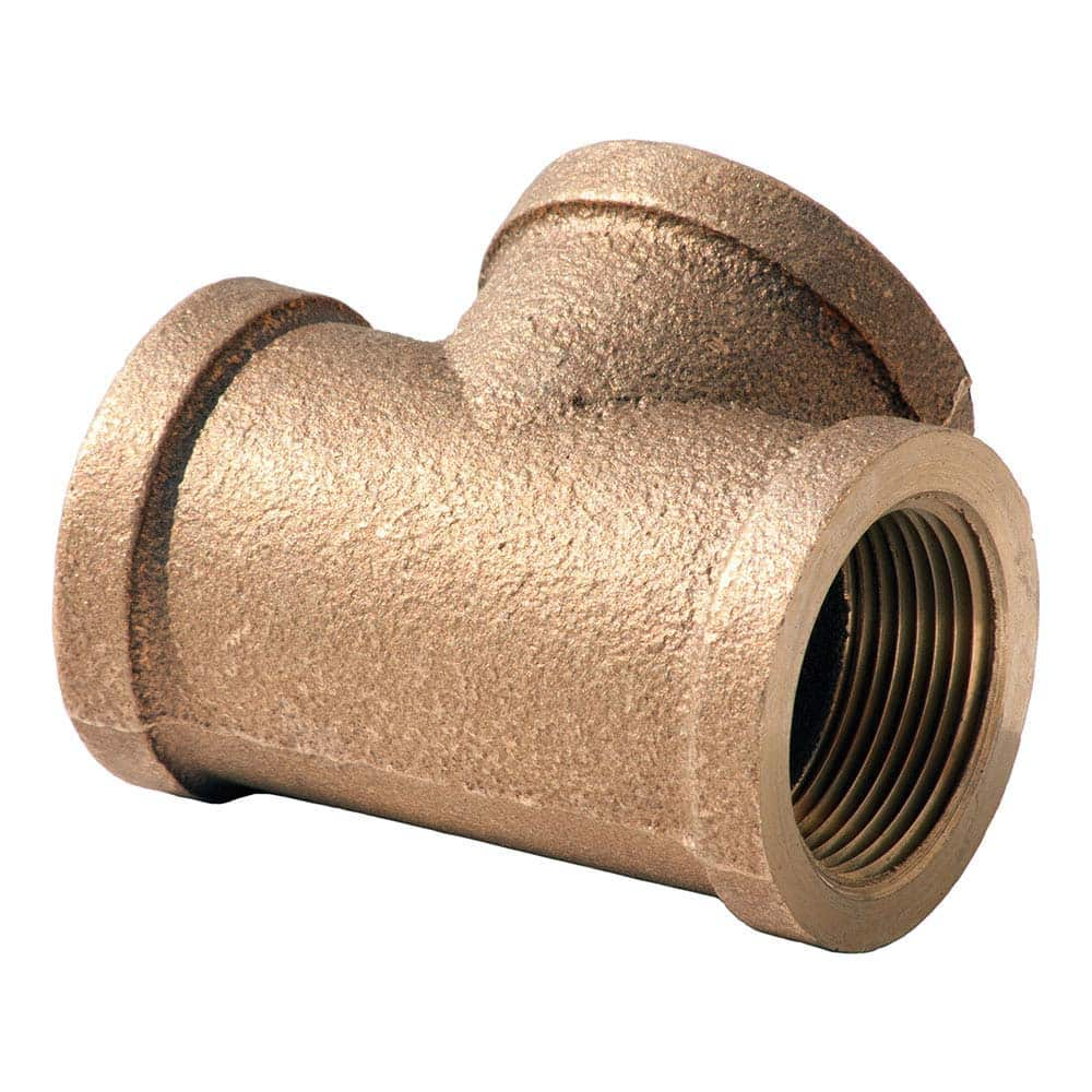 Brass Pipe Tee: 3″ Fitting, FNPT x FNPT x FNPT, Class 125, Lead Free 125 psi, Brass