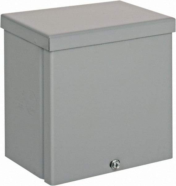 Cooper B-Line - Steel Junction Box Enclosure Screw Flat Cover - NEMA 3R, 6" Wide x 6" High x 4" Deep, Rainproof - Makers Industrial Supply