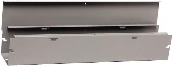 Cooper B-Line - 6" High x 152mm Wide x 24" Long, Screw Mount Solid Wall Wire Duct - Gray, 7 (Bottom) & 7 (Top) Knockouts, Hinged Cover, Steel - Makers Industrial Supply