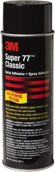 3M - 24 oz Aerosol Clear Spray Adhesive - High Tack, 150°F Heat Resistance, Low Strength Bond, Series 77 - Makers Industrial Supply