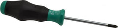 Wera - #1, 7-1/4" OAL, Standard Phillips Screwdriver - 3-1/8" Blade Length, Round Shank, Ergonomic Handle - Makers Industrial Supply