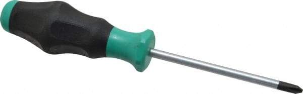 Wera - #2, 8-1/4" OAL, Standard Phillips Screwdriver - 4" Blade Length, Round Shank, Ergonomic Handle - Makers Industrial Supply