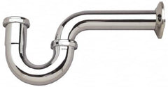 Federal Process - 1-1/2 Outside Diameter, 17 Gauge, P Trap with Wall Pipe - Chrome Coated, Brass - Makers Industrial Supply