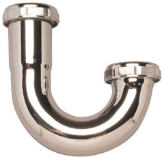 Federal Process - 1-1/2 Outside Diameter, 17 Gauge, P Trap J Bend Only - Chrome Coated, Brass - Makers Industrial Supply