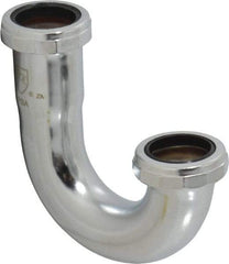 Federal Process - 1-1/4 Outside Diameter, 17 Gauge, P Trap J Bend Only - Chrome Coated, Brass - Makers Industrial Supply