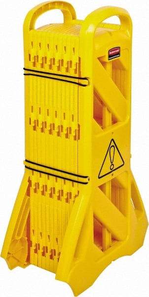 Rubbermaid - 40" High Folding Barricade - Plastic, Yellow - Makers Industrial Supply