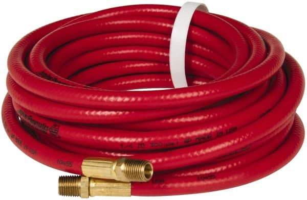 PRO-SOURCE - 1/4" ID x 15/32" OD 25' Long Multipurpose Air Hose - MNPT x MNPT Ends, 300 Working psi, 23 to 150°F, 1/4" Fitting, Red - Makers Industrial Supply