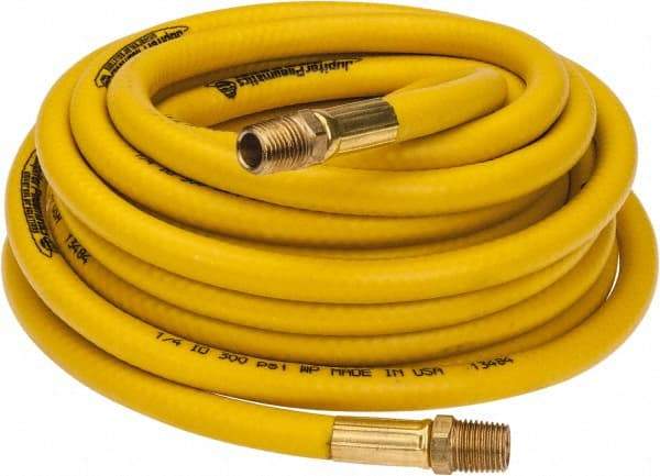 PRO-SOURCE - 1/4" ID x 15/32" OD 25' Long Multipurpose Air Hose - MNPT x MNPT Ends, 300 Working psi, 23 to 150°F, 1/4" Fitting, Yellow - Makers Industrial Supply