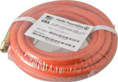 PRO-SOURCE - 1/4" ID x 15/32" OD 25' Long Multipurpose Air Hose - MNPT x MNPT Ends, 300 Working psi, 23 to 150°F, 1/4" Fitting, Orange - Makers Industrial Supply